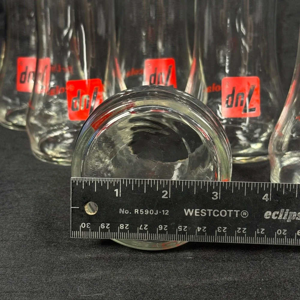 Vintage 7Up dnL The Uncola Glasses Set of 6 Red Logo Soda Advertising 6 inch